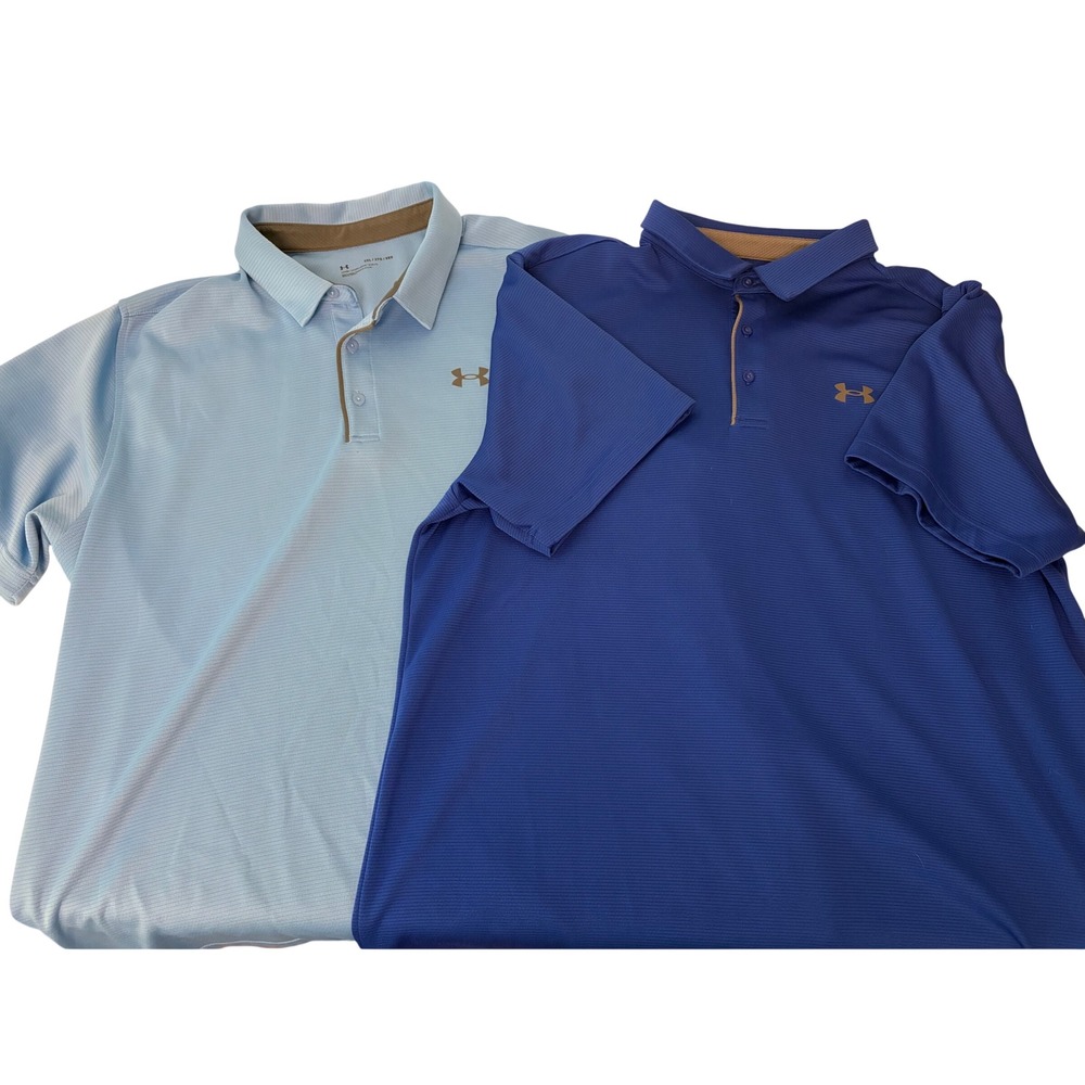 Under Armour Polo Shirt 2XL Blue Golf, Performance, HeatGear, Active, Bundle